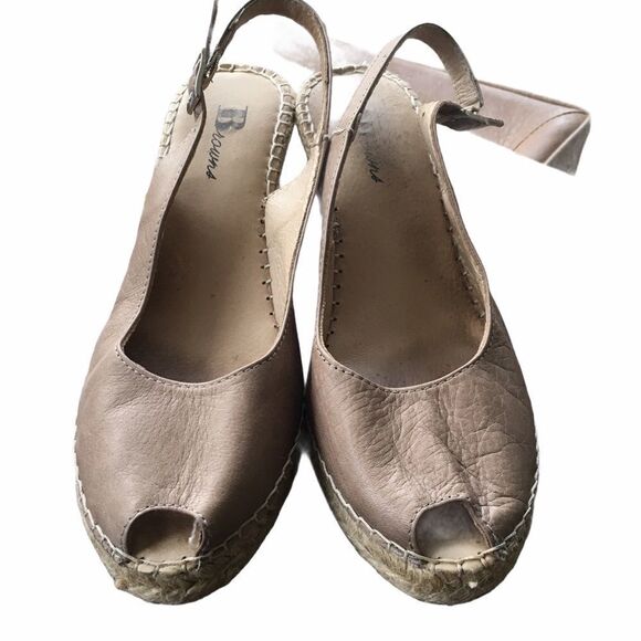 BROWNS shoes peep toe wedge espadrilles sling back sandals 40 - Picture 5 of 9